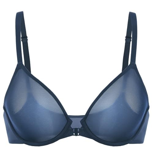 INLYRIC Women's Mesh Front Closure Demi Bras - Plunge Support & Comfort