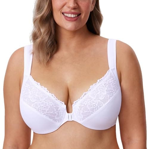 DELIMIRA Women's Plus Size Front Closure Lace Bras