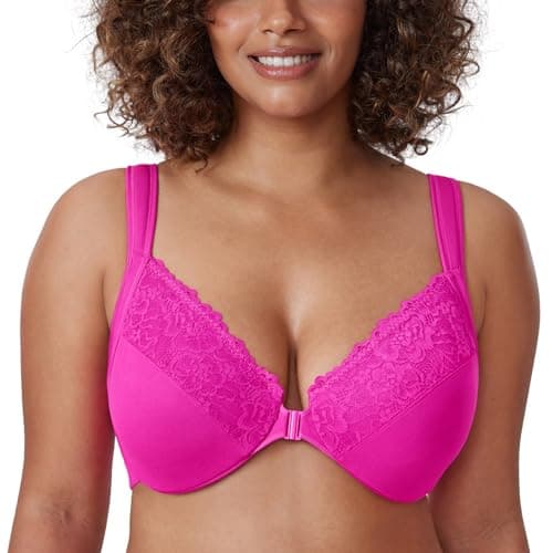 DELIMIRA Women's Plus Size Front Closure Lace Bras