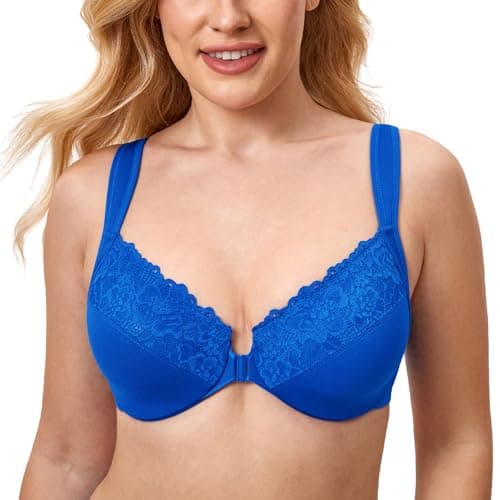DELIMIRA Women's Plus Size Front Closure Lace Bras
