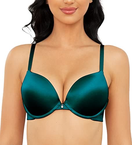 Wingslove Comfortable Everyday Push Up Plunge Bra with Padded Underwire