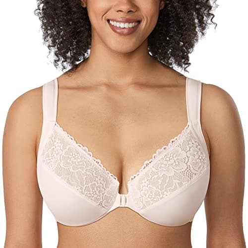 DELIMIRA Women's Plus Size Front Closure Lace Bras