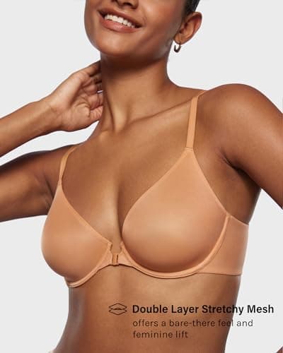 Comfortable Front Closure Bras for Women - Sheer Demi Plunge with Underwire Support