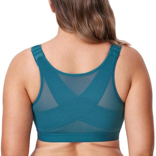 Front Closure Posture Wireless Back Support Bra for Women