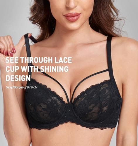 Sparkly Sexy Plus Size See-Through Bras for Women