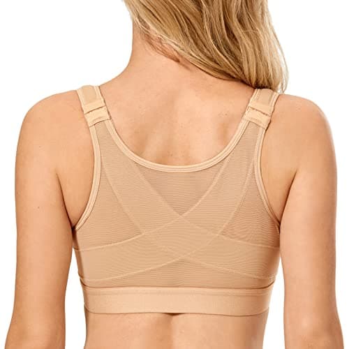 Front Closure Posture Wireless Back Support Bra for Women