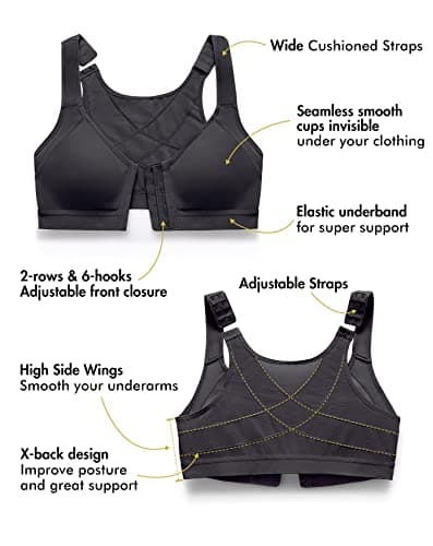 Front Closure Posture Wireless Back Support Bra for Women