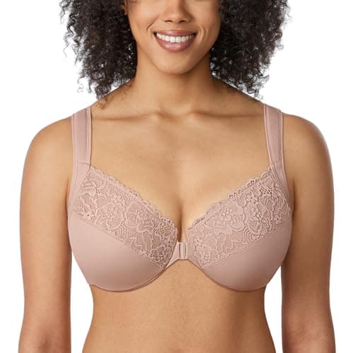 DELIMIRA Women's Plus Size Front Closure Lace Bras