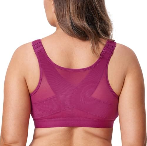 Front Closure Posture Wireless Back Support Bra for Women