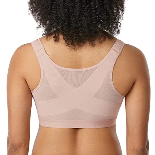 Front Closure Posture Wireless Back Support Bra for Women