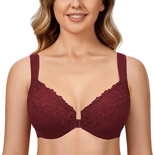 DELIMIRA Women's Plus Size Front Closure Lace Bras