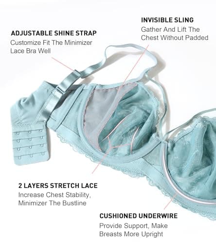 Sparkly Plus Size See-Through Lace Bras for Women