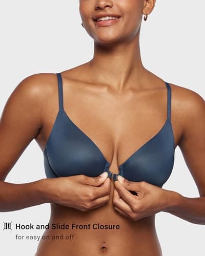 INLYRIC Women's Mesh Front Closure Demi Bras - Plunge Support & Comfort