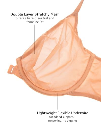 Comfortable Front Closure Bras for Women - Sheer Demi Plunge with Underwire Support