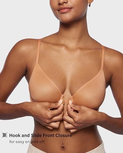 Comfortable Front Closure Bras for Women - Sheer Demi Plunge with Underwire Support