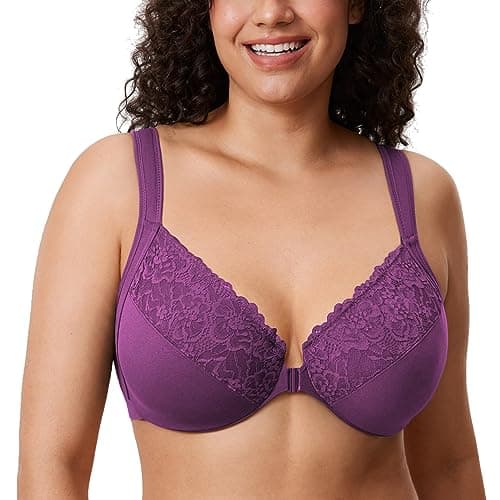 DELIMIRA Women's Plus Size Front Closure Lace Bras