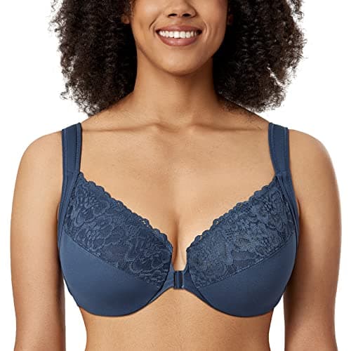 DELIMIRA Women's Plus Size Front Closure Lace Bras