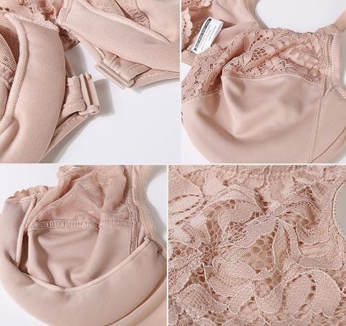 Refined Title: DotVol Women's Plus Size Floral Lace Front Closure T-Back Underwire Bra