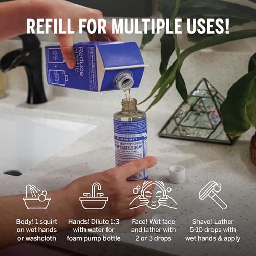 Dr. Bronner's Regenerative Organic Peppermint Liquid Soap - 32oz Refill Carton