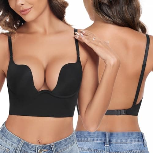 Deep V Neck Push Up Backless Bra for Low Cut Support