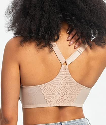HACI Women's Front Closure Lacy Unpadded T-Back Bras