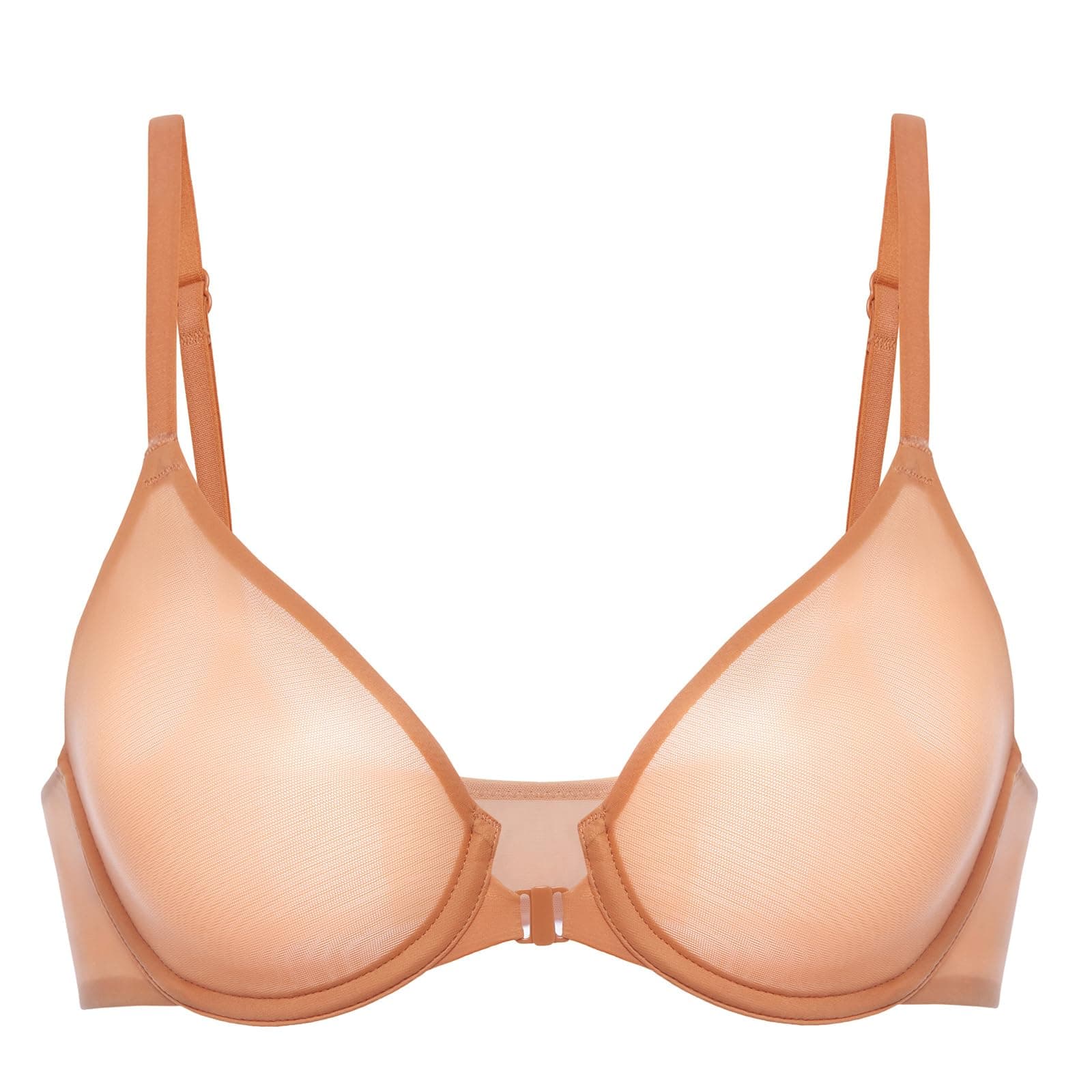 Comfortable Front Closure Bras for Women - Sheer Demi Plunge with Underwire Support