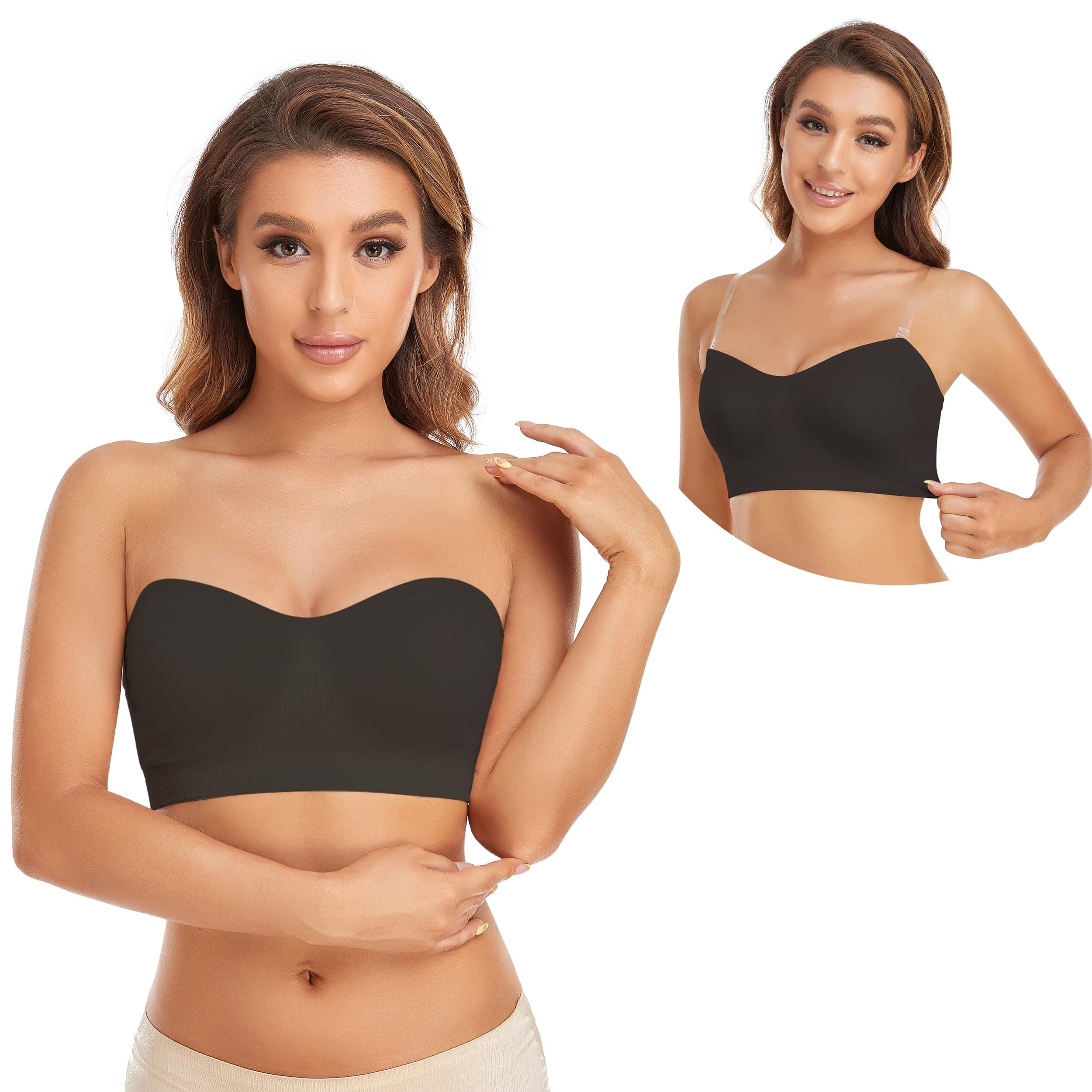 Wireless Silicone Padded Bandeau Bra for Women