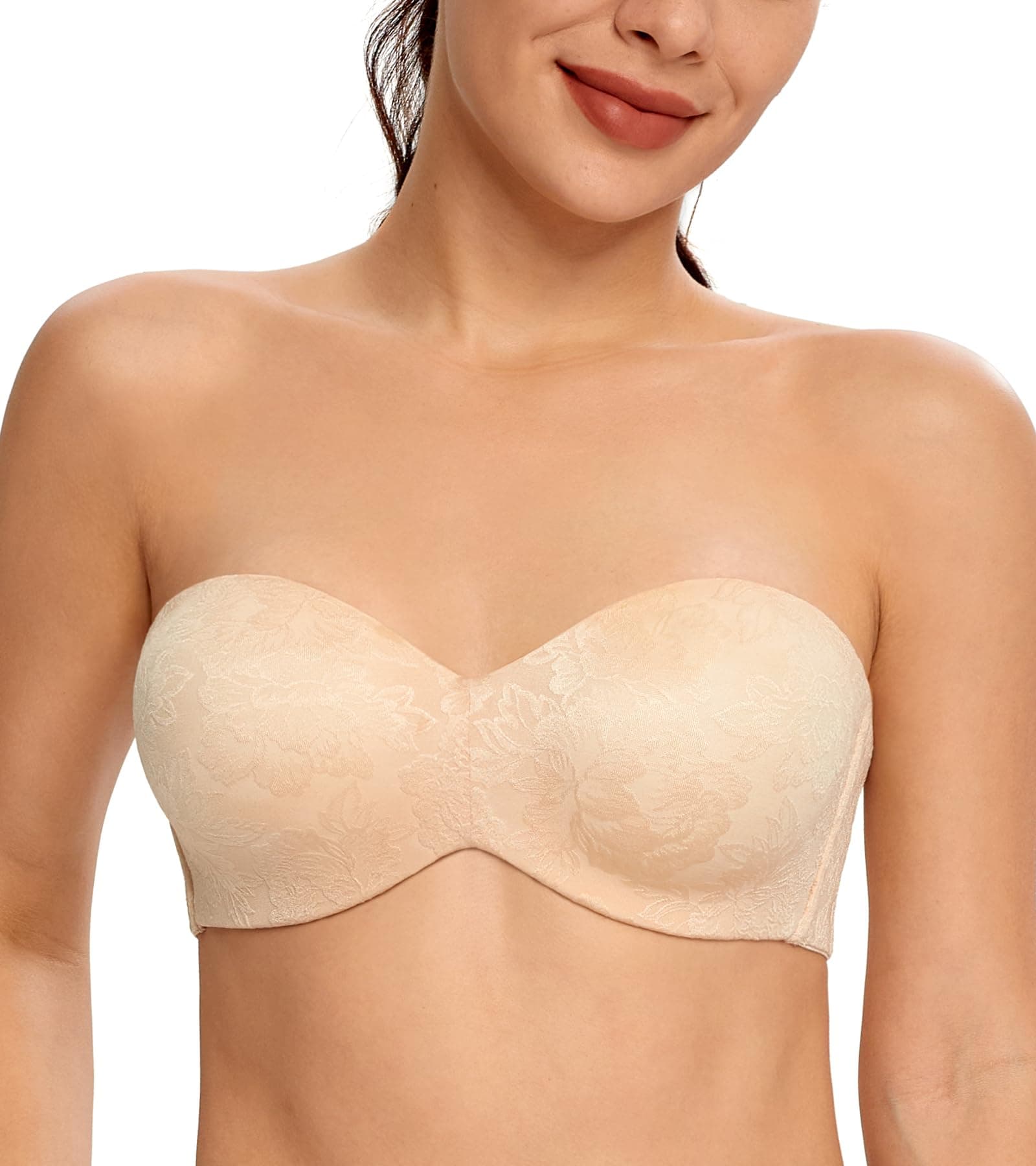Jacquard Strapless Bra for Large Bust